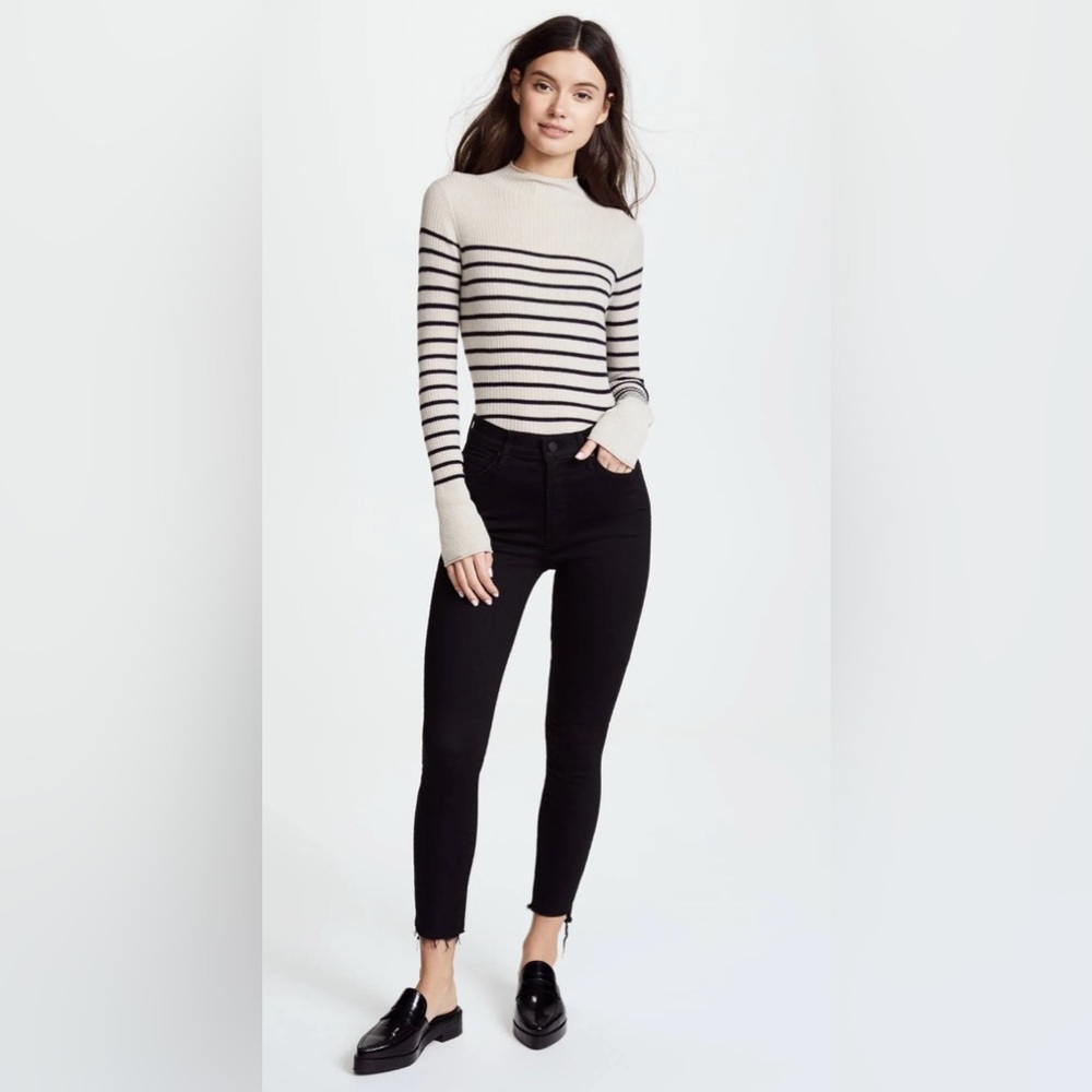 Mother The Stunner Zip Ankle Step Fray Not Guilty Jeans in‎ Black Size 24